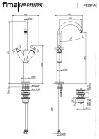 MEDIDAS MEZCLADOR LAVABO MAXIMA FIMA-CARLO FRATTINI